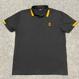 Psycho Bunny Marshall Pique Polo Shirt Mens Size XL Black w/ Gold Trim Logo